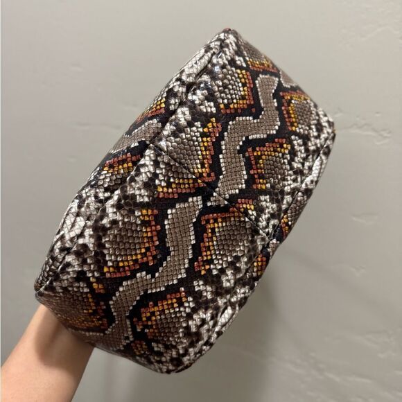 Unique Design! Genuine Cowhide Snake Skin Embossed Top Handle Bag/Crossbody - Picture 11 of 13